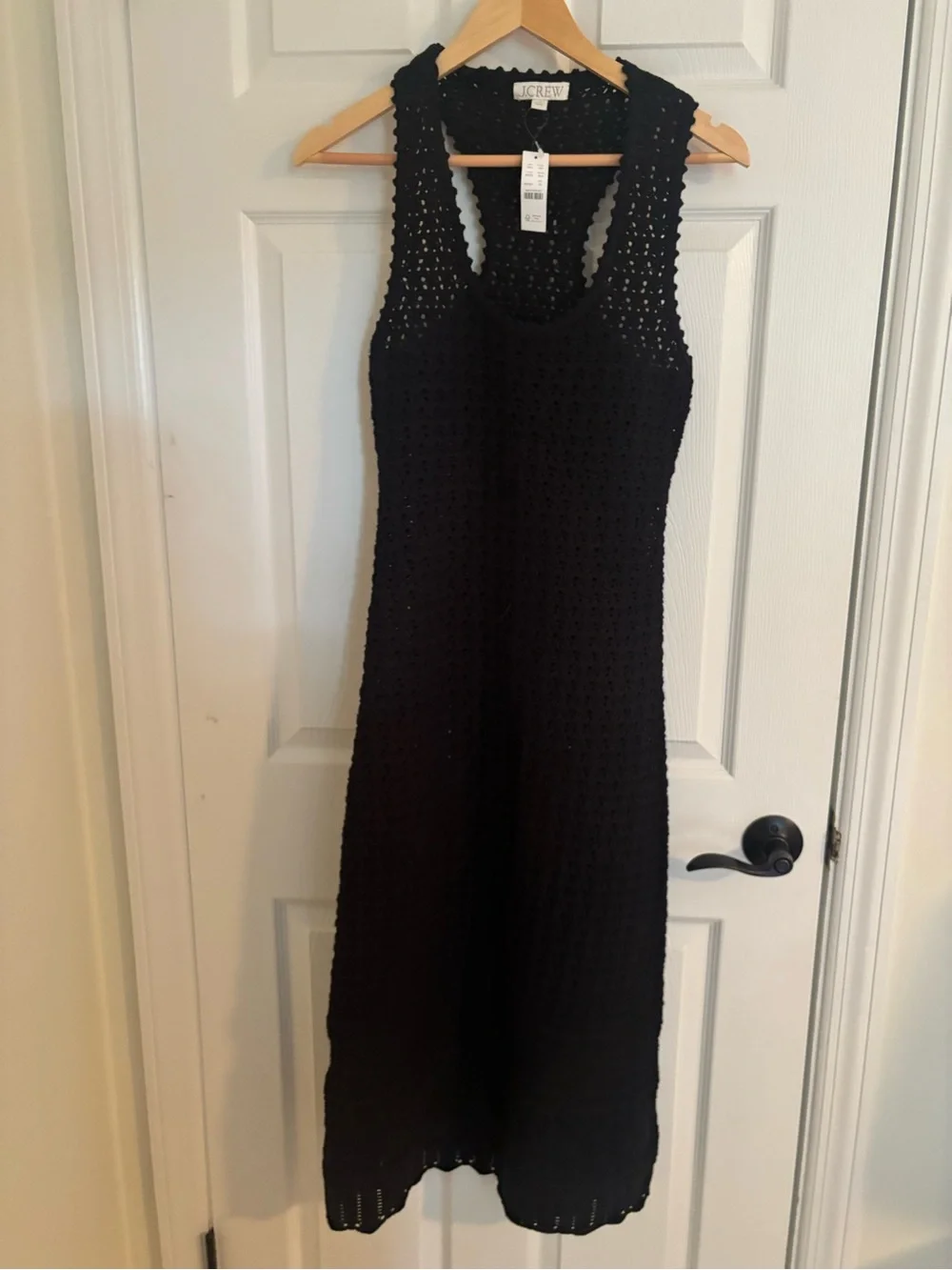 NWT Unlined J. Crew Black Crochet Sleeveless Maxi Dress